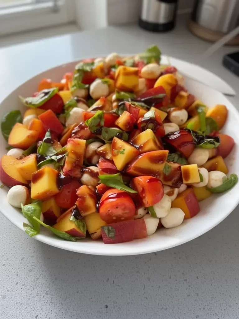Salade Caprese aux Pêches Hachées