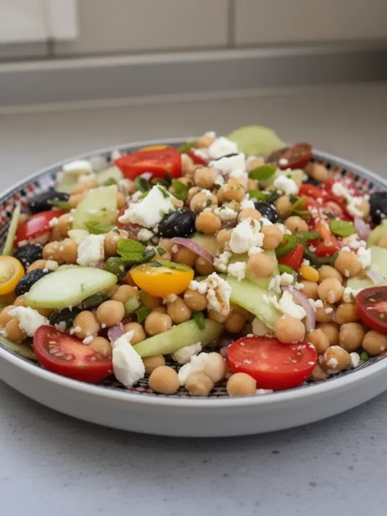 Salade de pois chiche à la grecque pimentée