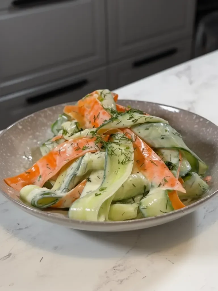 Salade de rubans de carottes et de concombres