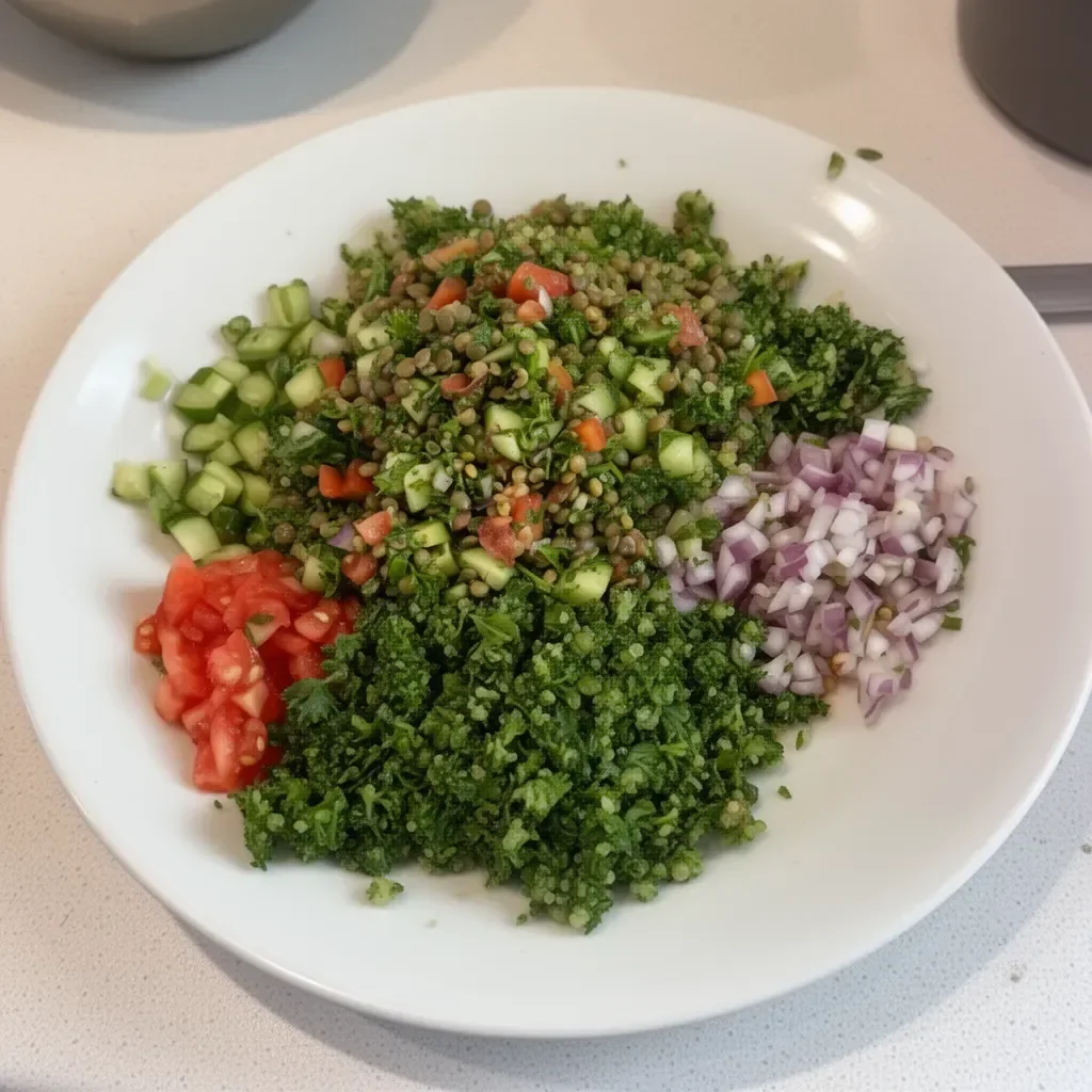 Salade de taboulé aux lentilles fraîche et colorée