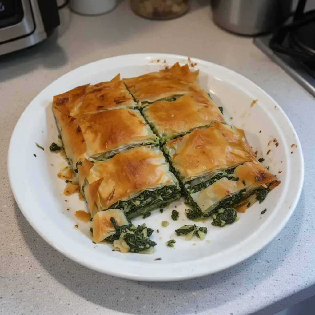 Spanakopita, tourte grecque aux épinards croustillante et savoureuse.