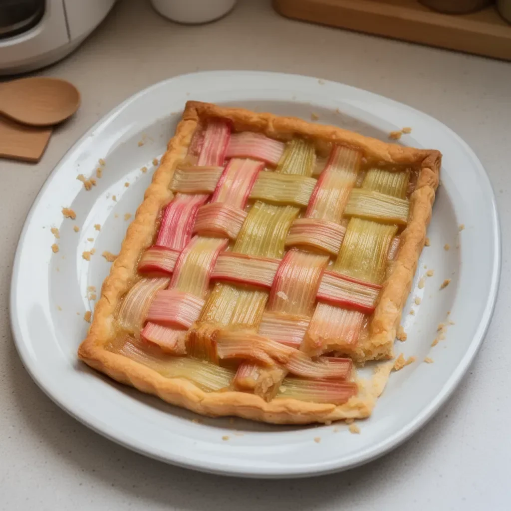 Une délicieuse Tarte à la Rhubarbe, dessert traditionnel savoureux.