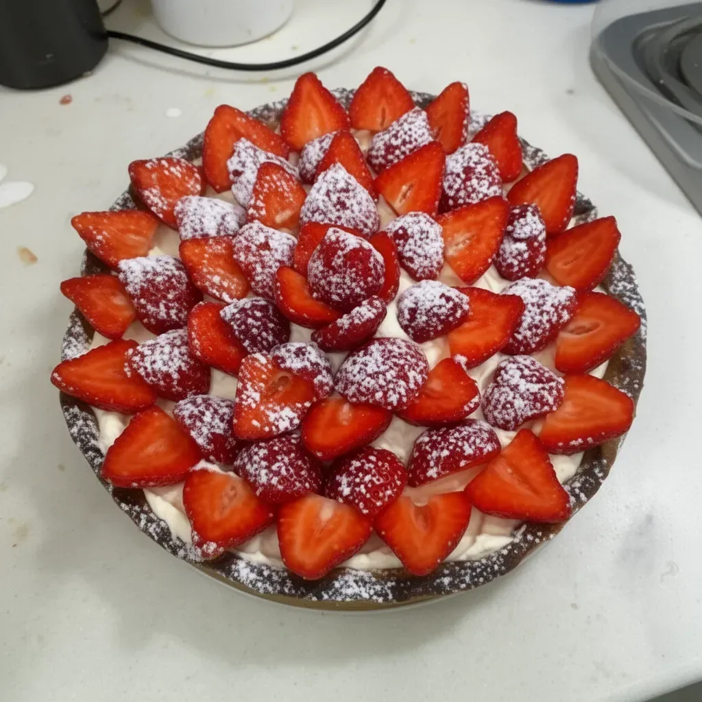 Tarte aux fraises à la crème de mascarpone, un dessert savoureux et frais.