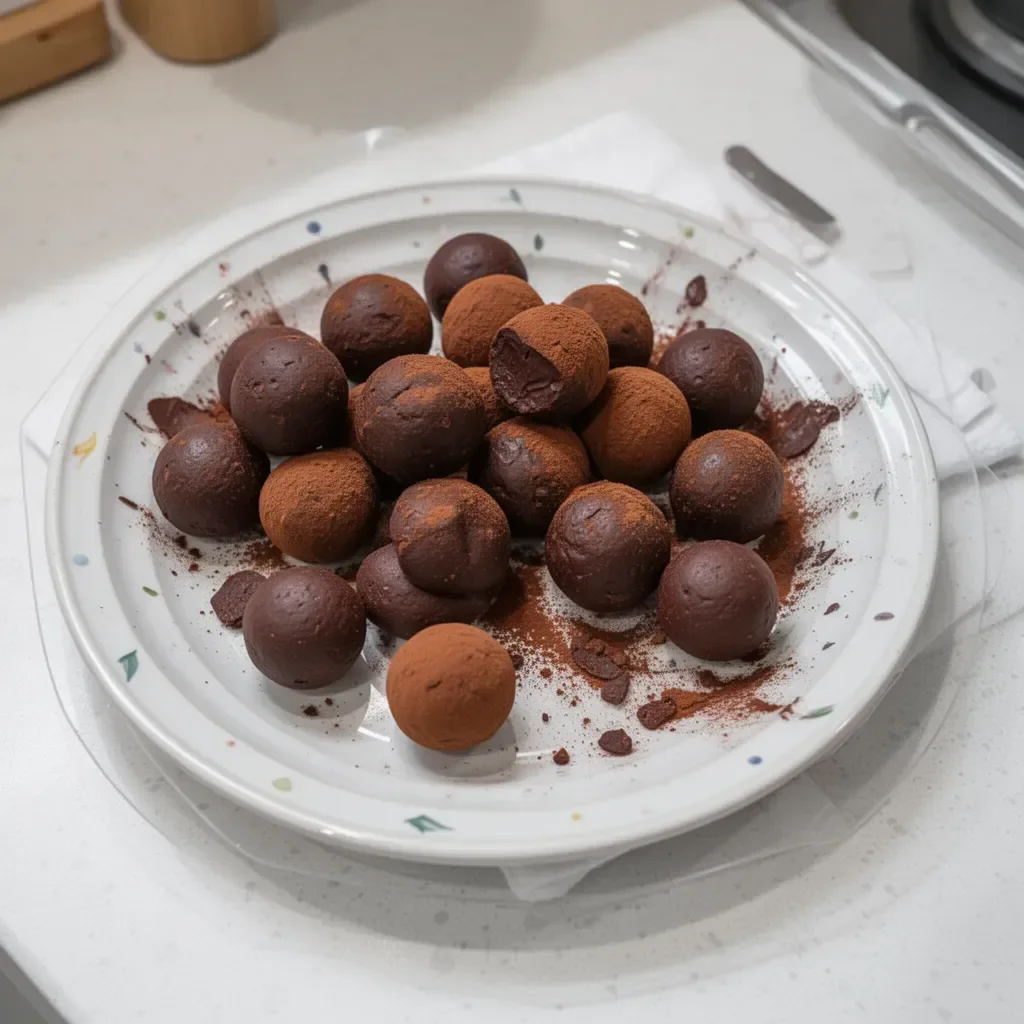 Truffes au chocolat maison, délicieuses et fondantes, à déguster pour les occasions spéciales.