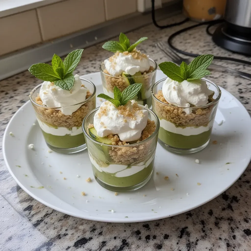 Verrines de courgettes à la feta garnies d'herbes fraîches